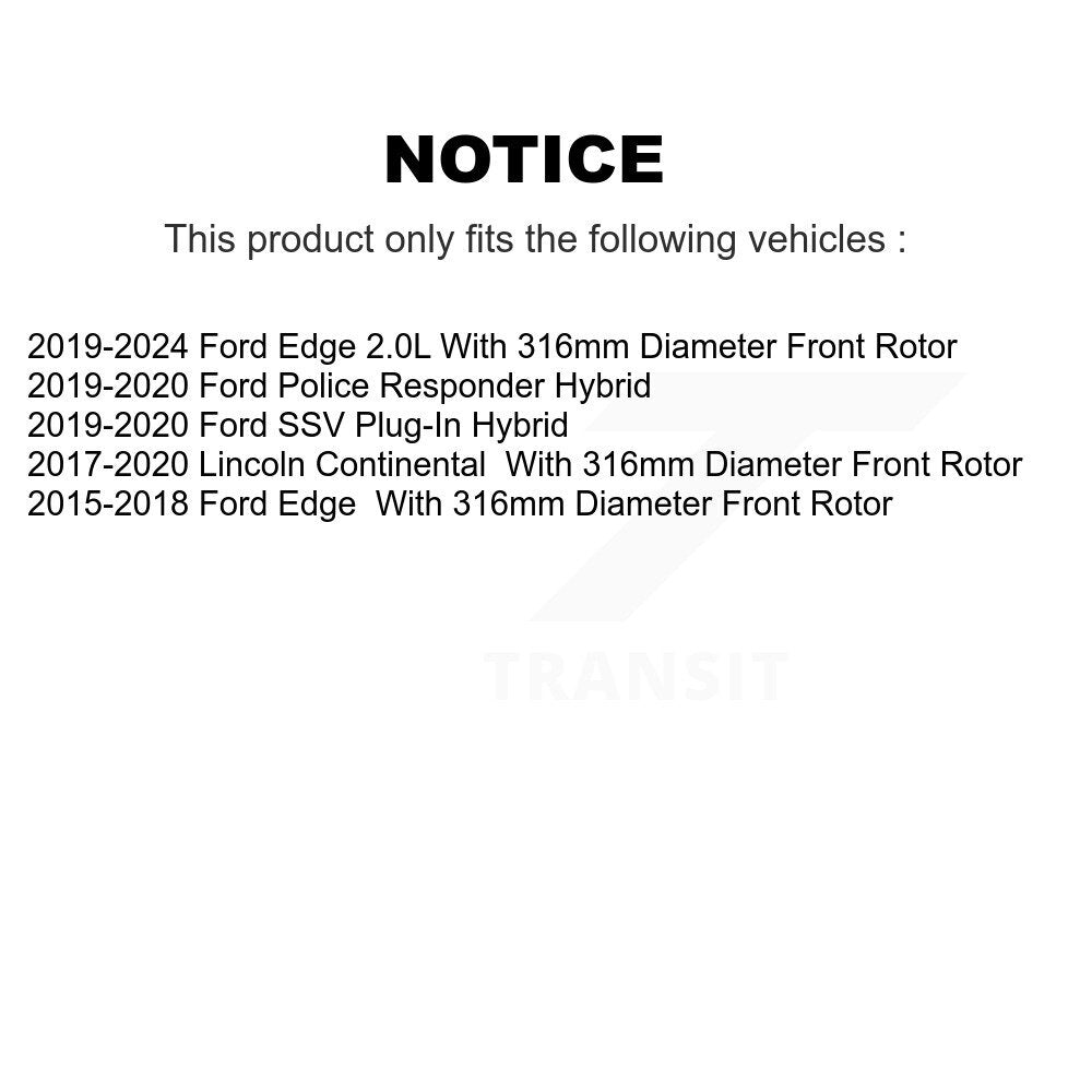 Brake Rotor Front Pair For Ford Edge Lincoln Continental Police Responder Hybrid