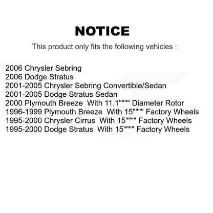 Brake Rotor Front Pair For Chrysler Sebring Cirrus Dodge Stratus Plymouth Breeze