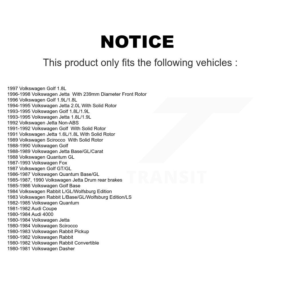 Brake Rotor Front Pair For Volkswagen Jetta Golf Rabbit Convertible Scirocco Fox