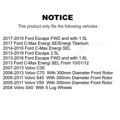 Disc Brake Rotors Front Pair For Ford Escape Volvo C-Max S40 C30 V50 C70