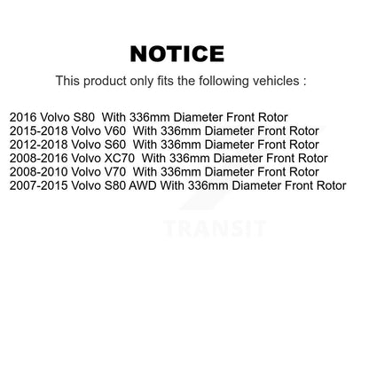 Disc Brake Rotors Front Pair For Volvo XC70 S60 V60 S80 V70