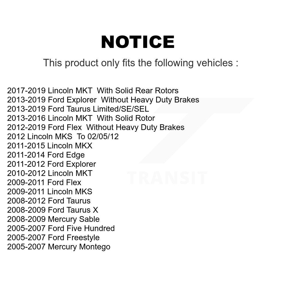 Brake Rotors Rear Pair For Ford Explorer Edge Flex Lincoln Taurus MKX Five MKT X