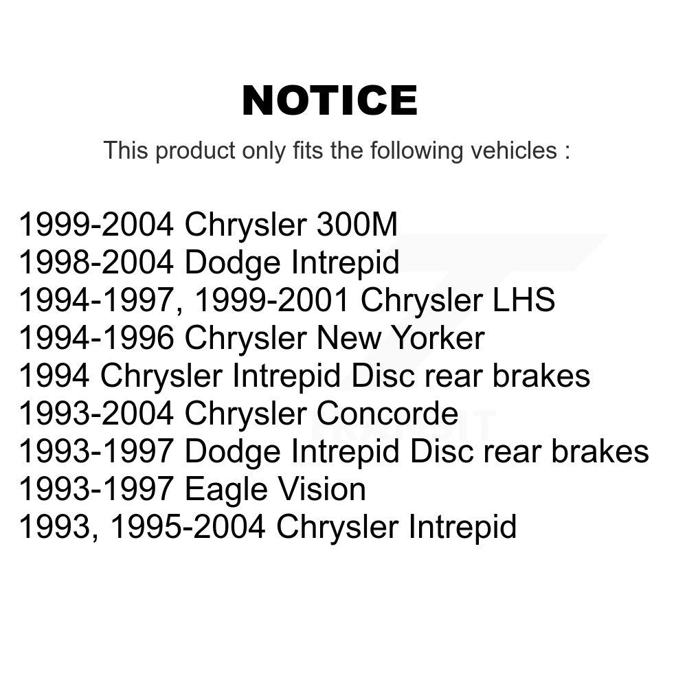 Brake Rotor Rear Pair For Chrysler Intrepid Dodge Concorde 300M LHS Eagle Vision