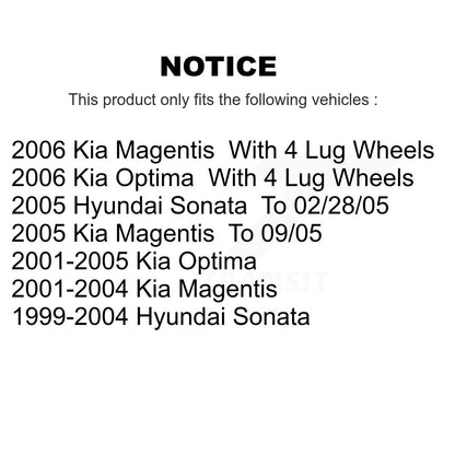 Disc Brake Rotors Rear Pair For Hyundai Sonata Kia Optima Magentis