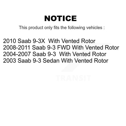 Disc Brake Rotors Rear Pair For Saab 9-3 9-3X With Vented Rotor