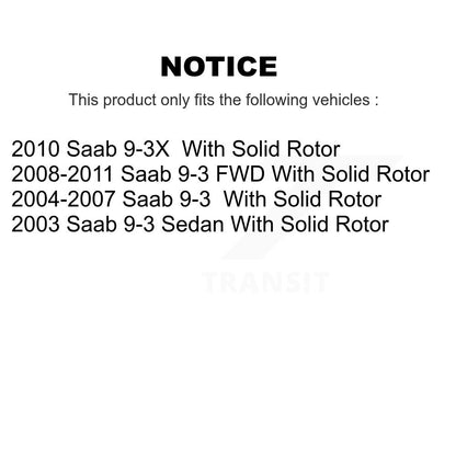Disc Brake Rotors Rear Pair For Saab 9-3 9-3X With Solid Rotor