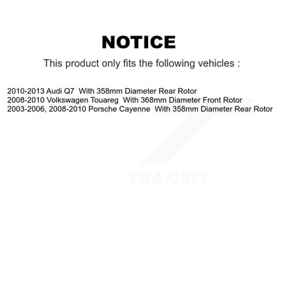 Disc Brake Rotors Rear Pair For Audi Q7 Porsche Cayenne Volkswagen Touareg