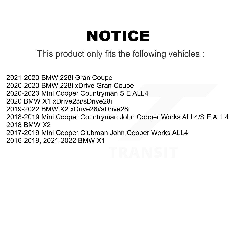 Brake Rotors Rear Pair For BMW X1 Mini Cooper Countryman X2 Clubman 228i xDrive