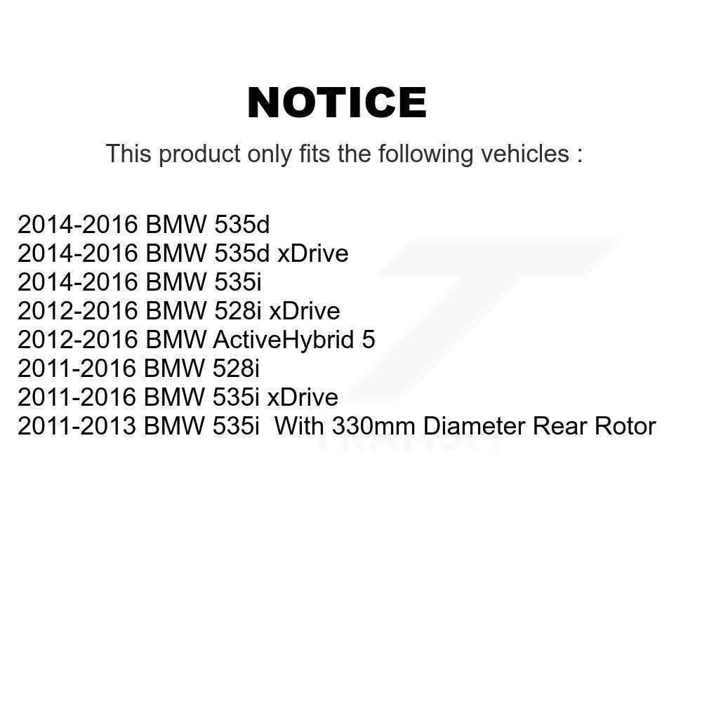 Disc Brake Rotors Rear Pair For BMW 535i xDrive 528i 535d ActiveHybrid 5