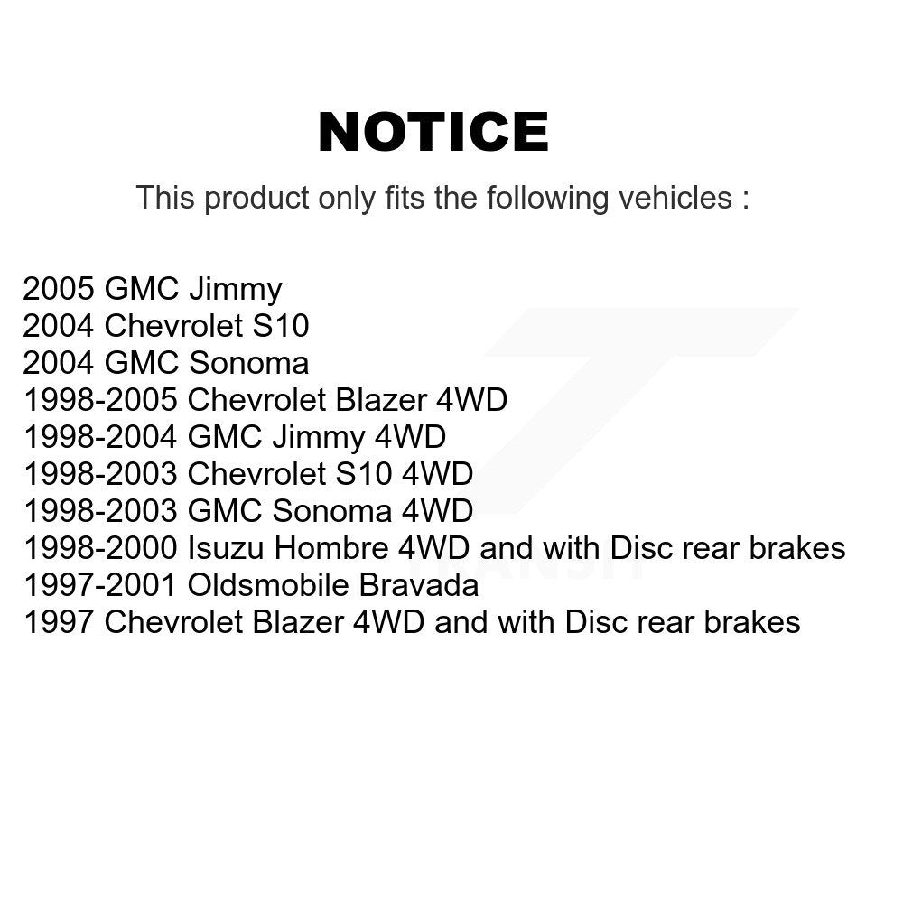 Disc Brake Rotors Front Rear Kit For Chevrolet GMC Blazer S10 Jimmy Sonoma Isuzu