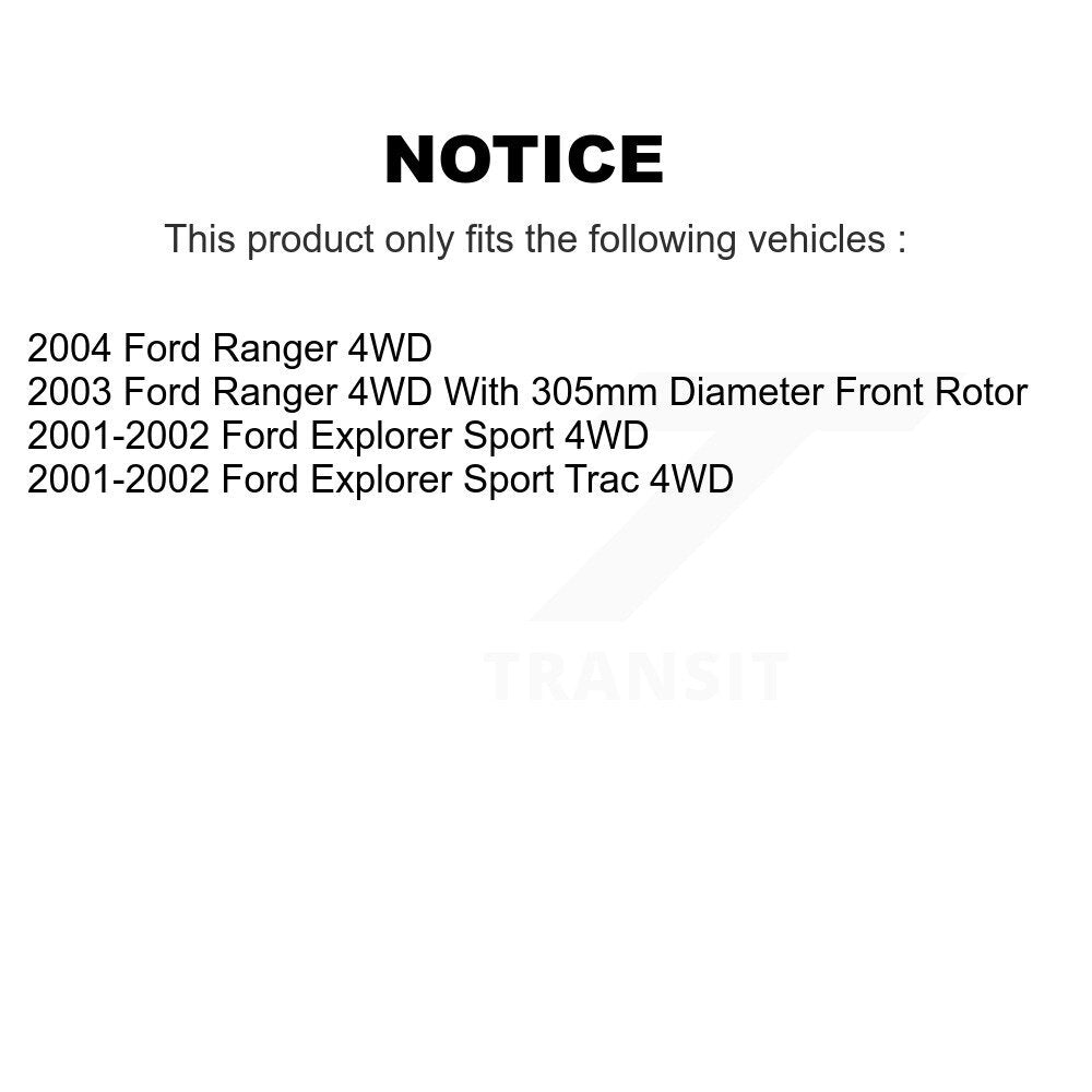 Disc Brake Rotors Front Rear Kit For Ford Ranger Explorer Sport Trac 4WD