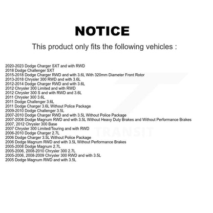 Disc Brake Rotor Front Rear Kit For Dodge Charger Chrysler 300 Challenger Magnum