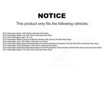 Disc Brake Rotors Front Rear Kit For Volkswagen Jetta Beetle Golf SportWagen