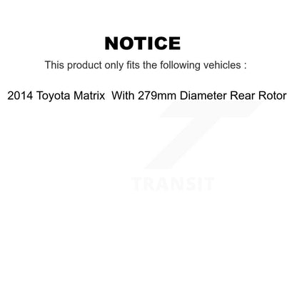 Brake Rotor Front Rear Kit For 2014 Toyota Matrix With 279mm Diameter