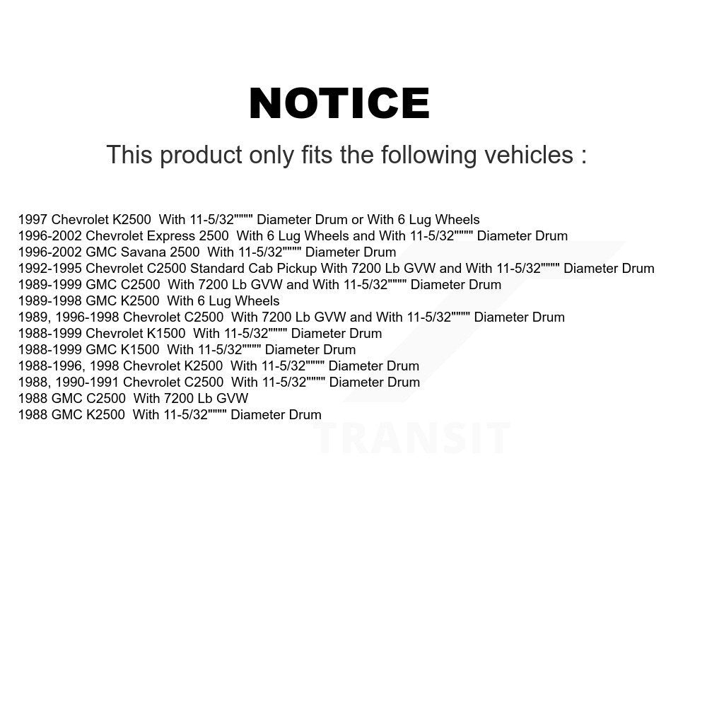 Brake Drums Rear Pair For K1500 Chevrolet GMC K2500 C2500 Express 2500 Savana