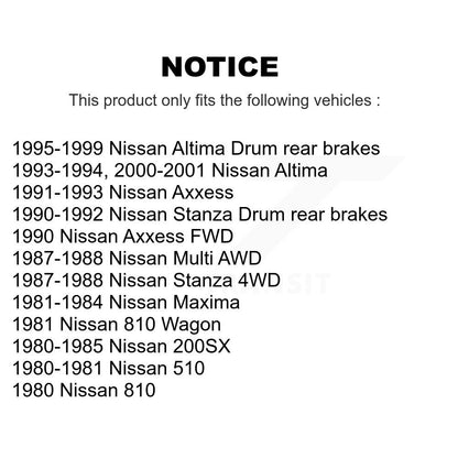 Brake Drums Rear Pair For Nissan Altima Axxess Stanza 200SX 510 Maxima 810 Multi