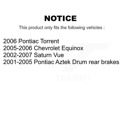 Brake Drums Rear Pair For Saturn Vue Chevrolet Equinox Pontiac Torrent Aztek