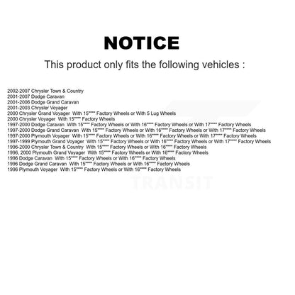 Drums Rear Pair For Dodge Caravan Grand Chrysler Town & Country Plymouth Voyager