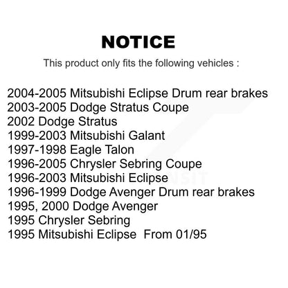 Drums Rear Pair For Chrysler Sebring Mitsubishi Eclipse Galant Eagle Talon Dodge
