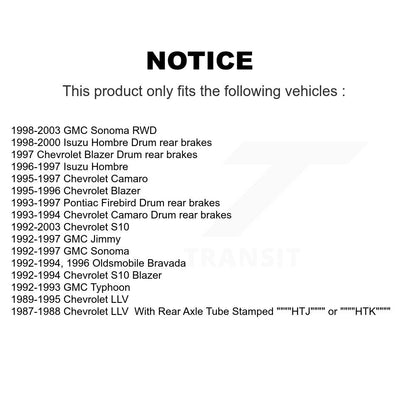 Drum Rear Pair For Chevrolet S10 GMC Sonoma Camaro Pontiac Firebird Blazer Jimmy