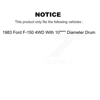 Brake Rotors Drums Front Rear Kit For 1983 Ford F-150 4WD With 10" Diameter Drum