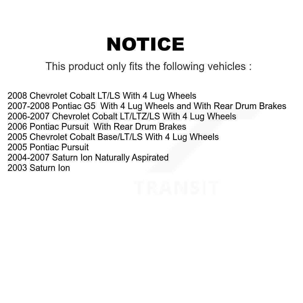 Disc Brake Rotors Drum Front Rear Kit For Chevrolet Cobalt Pontiac Saturn Ion G5