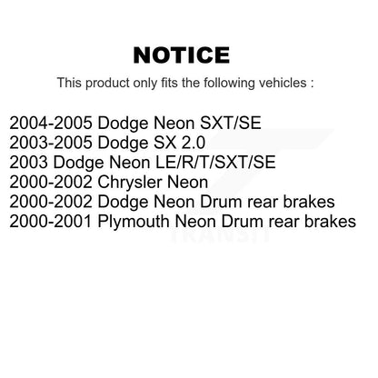 Disc Brake Rotor Drum Kit Front Rear For Neon Dodge Chrysler Plymouth SX 2.0
