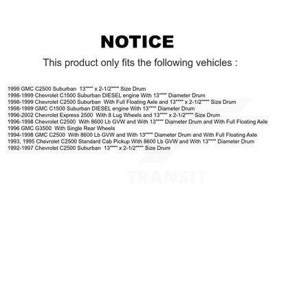 Brake Rotor Drum Front Rear Kit For Chevrolet C2500 GMC Express 2500 C1500 G3500