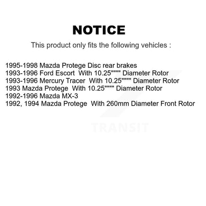 Disc Brake Rotors Drum Front Rear Kit For Mazda Protege Ford Escort MX-3 Mercury