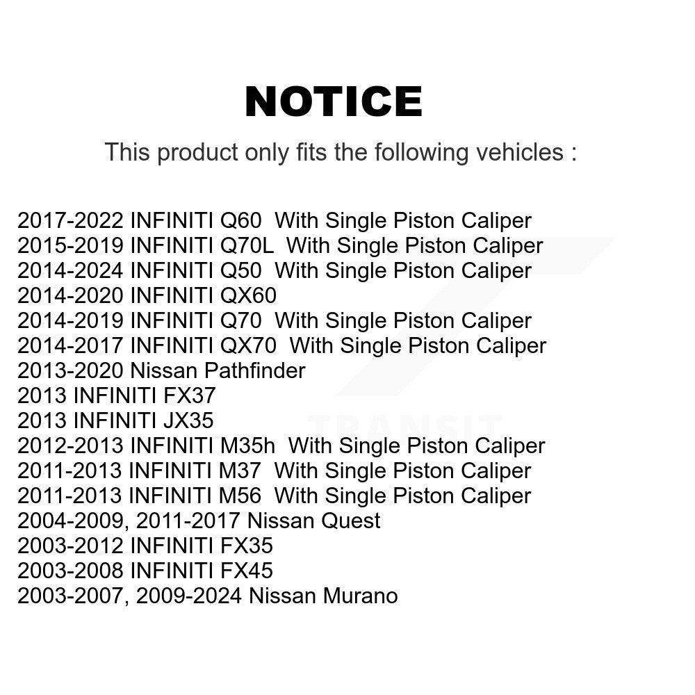 Brake Rotors Ceramic Pad Rear Kit For Nissan Murano INFINITI Pathfinder QX60 Q50