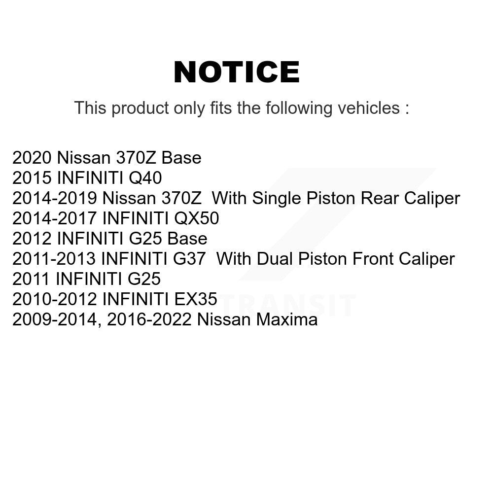 Brake Rotor & Ceramic Pad Rear Kit For INFINITI Nissan Maxima QX50 G37 EX35 370Z