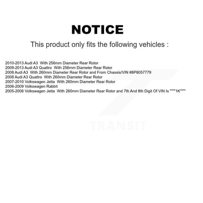 Brake Rotor And Ceramic Pad Rear Kit For Volkswagen Jetta Rabbit Audi A3 Quattro