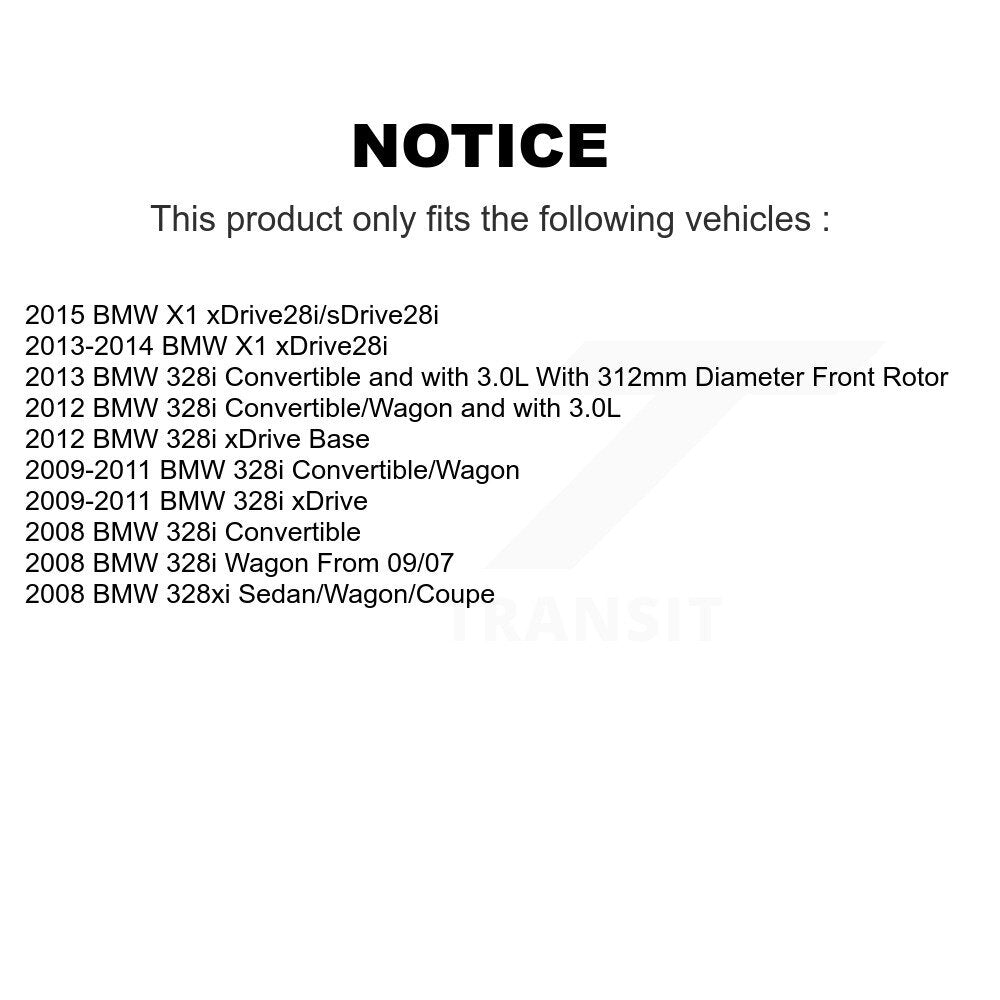 Semi-Metallic Pad & Disc Brake Rotor Front Rear Kit For BMW 328i xDrive X1 328xi