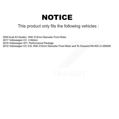Disc Brake Rotor And Ceramic Pad Front Kit For Volkswagen GTI Audi A3 Quattro CC