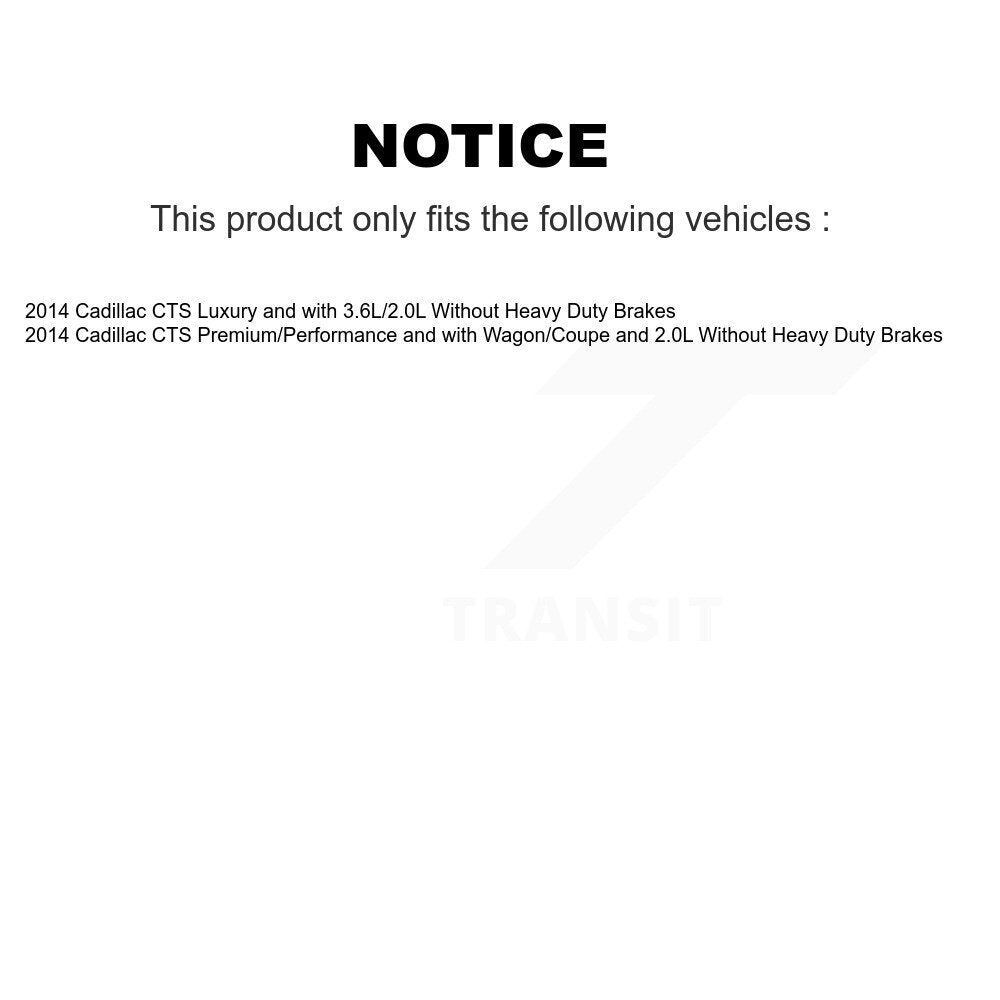 Brake Rotor And Ceramic Pad Front Kit For Cadillac CTS Without Heavy Duty Brakes