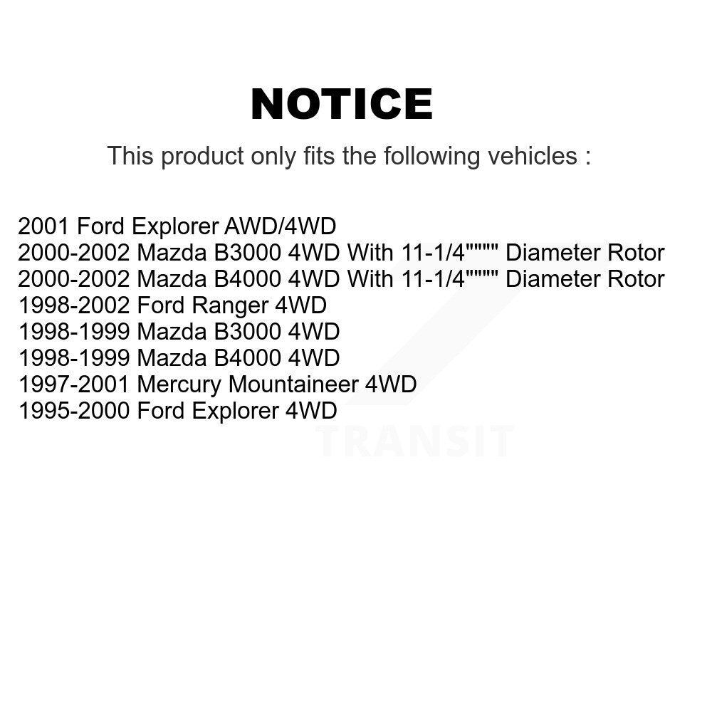 Brake Rotor And Semi-Metallic Pad Front Kit For Ford Ranger Explorer Mazda B4000