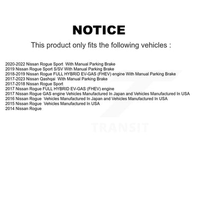 Disc Rotors Ceramic Pads & Parking Shoes Rear Kit For Nissan Rogue Sport Qashqai