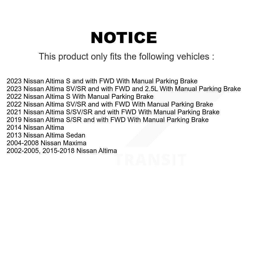 Disc Rotors Ceramic Pads Parking Brake Shoes Hardware Rear Kit For Nissan Altima