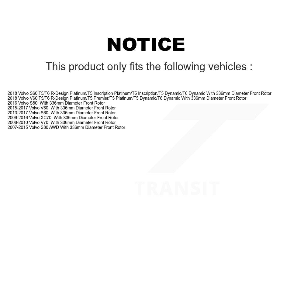 Disc Brake Rotors And Ceramic Pads Front Kit For Volvo XC70 S60 V60 S80 V70