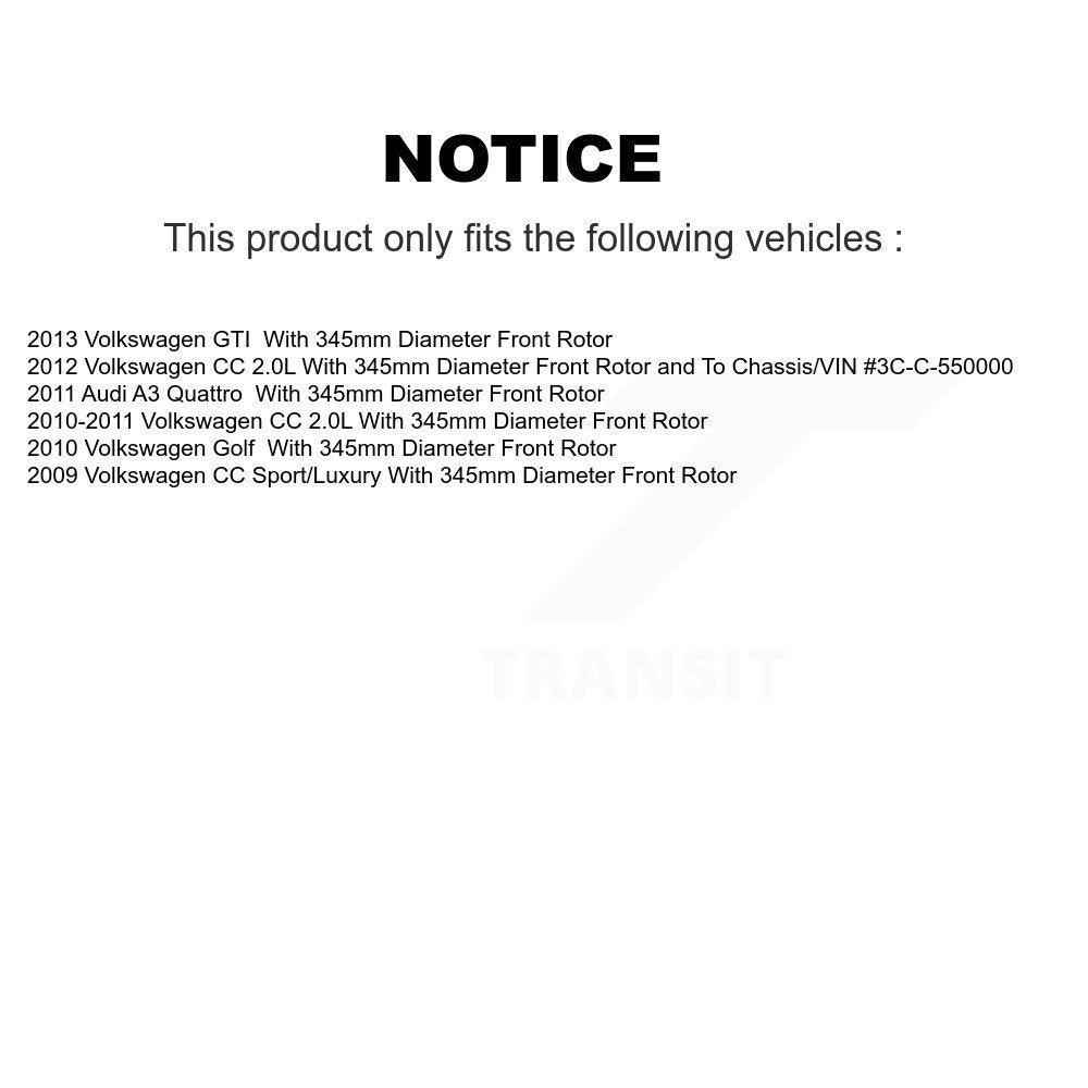 Brake Rotor And Ceramic Pad Front Kit For Volkswagen Golf CC GTI Audi A3 Quattro
