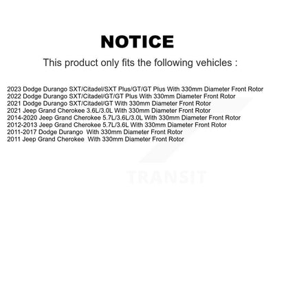 Disc Brake Rotor And Ceramic Pad Front Kit For Jeep Grand Cherokee Dodge Durango