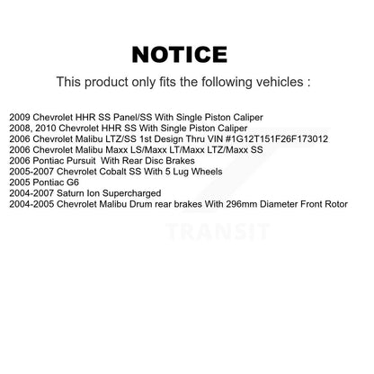 Brake Rotor Ceramic Pad Front Kit For Chevrolet Pontiac Cobalt G5 Saturn Ion HHR