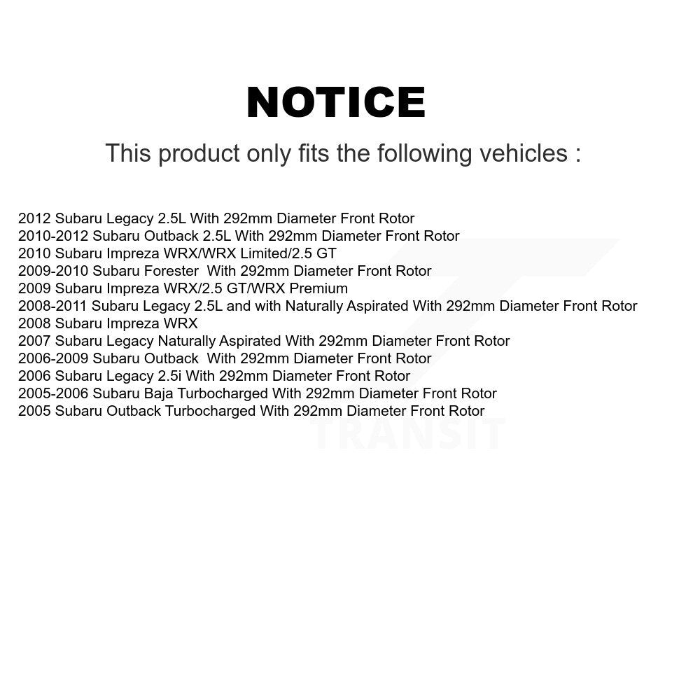 Brake Rotor And Ceramic Pad Front Kit For Subaru Outback Forester Impreza Legacy