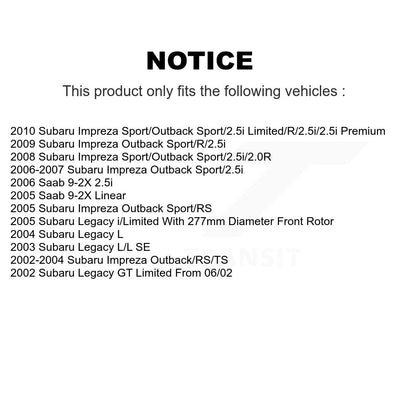 Disc Brake Rotors And Ceramic Pads Front Kit For Subaru Impreza Legacy Saab 9-2X