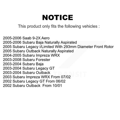 Brake Rotor And Ceramic Pad Front Kit For Subaru Forester Impreza Outback Legacy