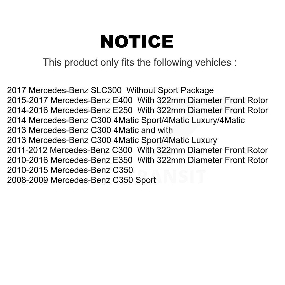 Brake Rotor And Ceramic Pad Front Kit For Mercedes-Benz C300 E350 C350 E400 E250