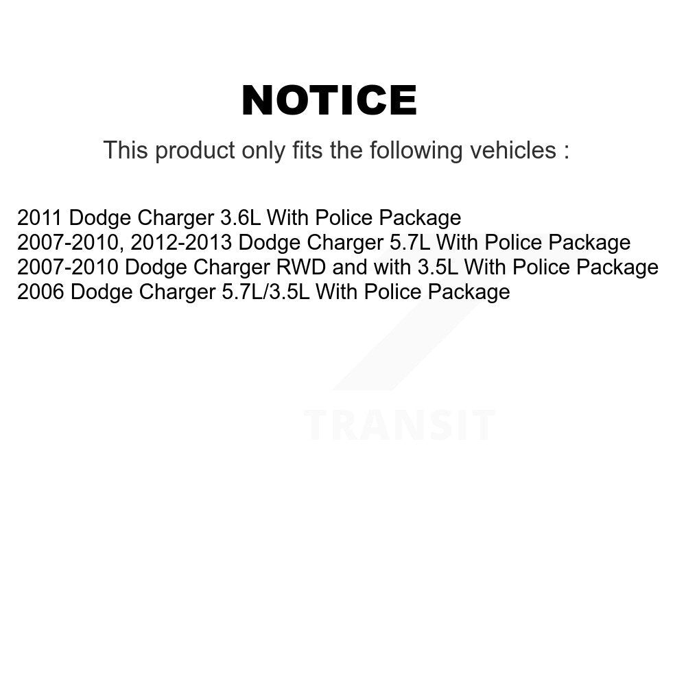 Brake Rotor And Ceramic Pad Front Rear Kit For Dodge Charger With Police Package