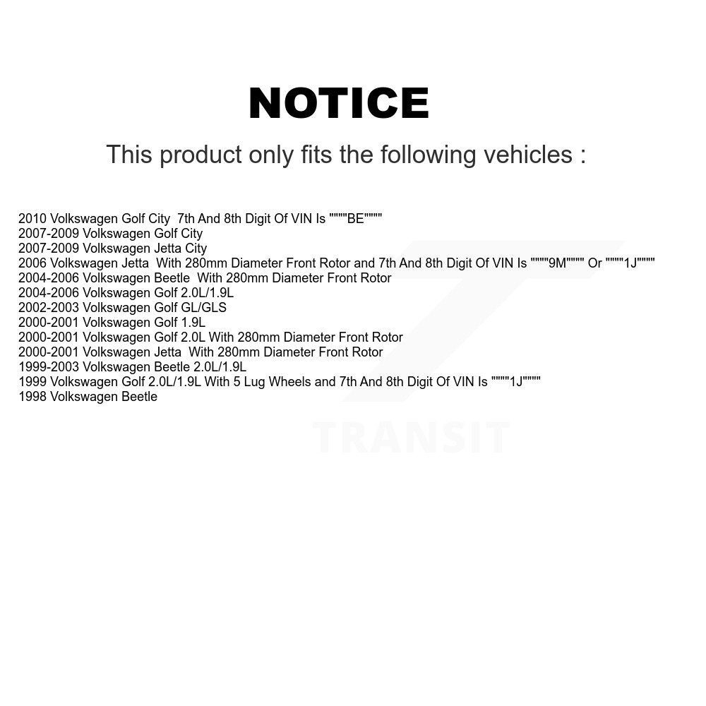 Brake Rotor And Ceramic Pad Front Rear Kit For Volkswagen Jetta Golf City Beetle