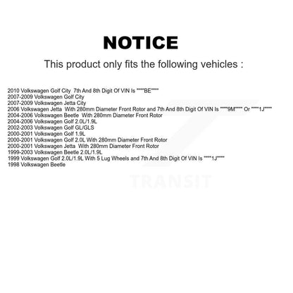 Brake Rotor And Ceramic Pad Front Rear Kit For Volkswagen Jetta Golf City Beetle