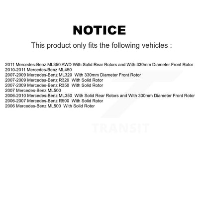 Brake Rotors Ceramic Pad Front Rear Kit For Mercedes-Benz ML350 ML320 ML500 R320
